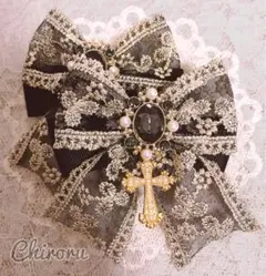 ゴシックナイトヘアクリップ(ブラック)りぼん ゴスロリ ロリータ 地雷 黒