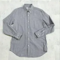 美品　 Lサイズ　UNIQLO ユニクロ　 長袖シャツ　ギンガムチェック　紺白