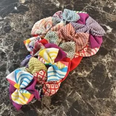 髪飾り ヘッドドレス 3点セット 着物リメイク 七五三 753 和装 赤 紫