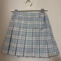 グローバルワーク　水色 チェック プリーツスカートパンツ 130cm