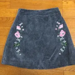 ★コーデュロイ　刺繍スカート　アンティローザ　花のサムネイル