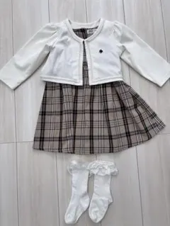 Polo カーディガンとチェックドレスセット