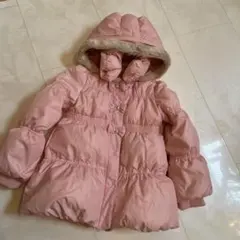 メゾピアノ　リアルダウン　ピンクダウンコート フード付き