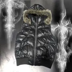 y2k 灰色 ダウンベスト フード取り外し可能