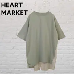 HEART MARKET 配色切替Tシャツ ミント 背面ボタンのサムネイル