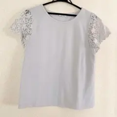 レーススリーブ ライトブルー Tシャツ