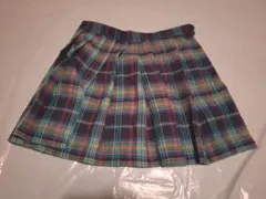 チェック柄プリーツ スカート 水色 制服