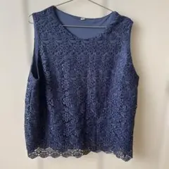 UNIQLO レース ノースリーブ トップス 3XL ネイビー