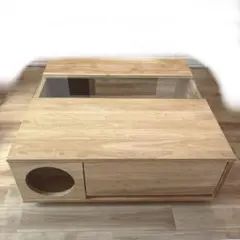 猫家具 ローテーブル 猫 テーブル デスク キャットテーブル 猫穴 LOWYA