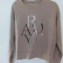 ベージュ ロゴプリント トレーナー