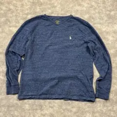 POLO RALPH LAUREN Vネック ロンT M ネイビー ポニー刺繍
