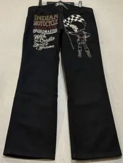 インディアンモトサイクル ベティー刺繍デニムパンツ インディゴ