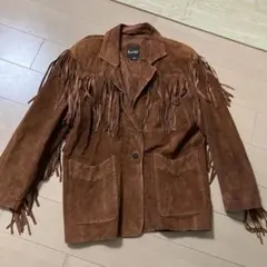 フリンジ　レザージャケット　キャメル