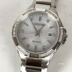 CITIZEN シチズン エコドライブ レディース腕時計 シルバー×ストーン装飾