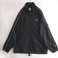 ★576 PUMA トラックジャケット L 黒灰 白 サイドライン ジャージ