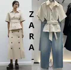 C110 ZARA リネンブレンド オールインワン カーキ M 新品 - メルカリ