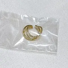 アネモネ イヤーカフ ゴールド 2連 ノンホールピアス シンプル 大人可愛い