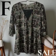 「即日発送」F花柄Vネックチュニック 五分袖