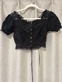 Moi meme Moitie最初期 薔薇十字架レース半袖ブラウス黒美品 - メルカリ