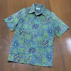ハワイ製ビンテージ60s70sアロハシャツ開襟シャツ柄シャツ半袖ML古着メンズ