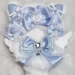 10cm ぬい服 着ぐるみ ちびぐるみ 水色天使 猫耳 しっぽ付き #15のサムネイル