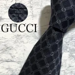 GUCCI ネクタイ インターロッキング 総柄 ジャガード ブラック