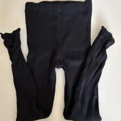 黒いリブ編みキッズスパッツ　2枚