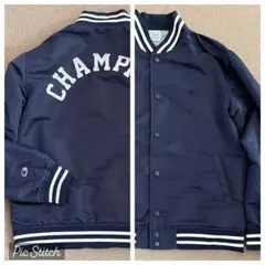 M【Champion】サテン・スタジャン・紺