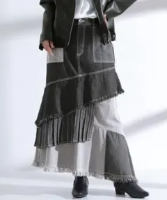 未使用級✨】kOhAKU 配色切替デニムマーメイドスカート アシメ 変形 2のサムネイル