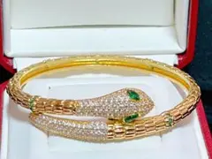 高級！！蛇モチーフ ブレスレットK18コーティング S925 CZダイヤモンド