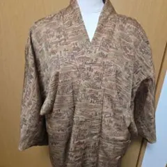 茶色系 風景柄 着物 しつけ糸付き　未使用品
