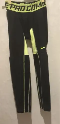Nike Pro Combat レギンス　ブラック　蛍光イエロー系　S