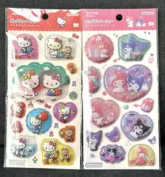 ポップデコパーティー　わたあめカプセルシール　ハローキティ マイメロ&クロミ