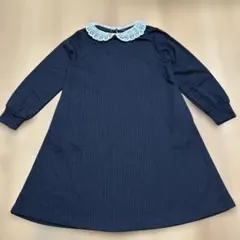 新品未使用☆コムサイズム　黒　ジャガード長袖ワンピース120㎝