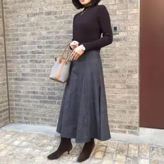 大人気　FRAYI.D ニットドッキングワンピース 茶 チェック柄　レースアップ