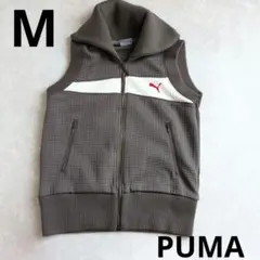 プーマ PUMA ベスト ジップアップ ハイネック カーキ M ロゴ入り