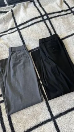 タックワイドパンツMサイズ・グレー・ブラック・2点セット【バラ売り可】