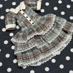 1/6 ドール服　チェック柄　ワンピース　ソックス　2点セット　アゾン　オビツ