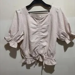 新品同様 ハニーズ COLZA ギンガムチェック 半袖ブラウス Sサイズのサムネイル