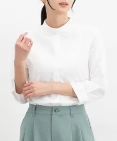 ?CINEMACLUB honeys 新品 七分袖マオカラーシャツ ホワイト