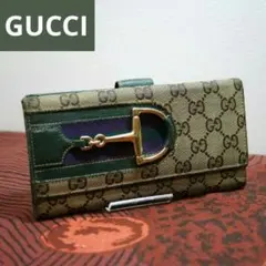 GUCCI グッチ GG柄 シェリーライン ハスラービット キャンバス　長財布