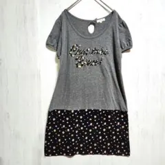 anyFAM花柄ロゴ入り切り替えワンピース半袖オンワード樫山M