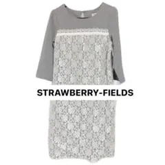 STRAWBERRY-FIELDS レース切替ワンピース グレー