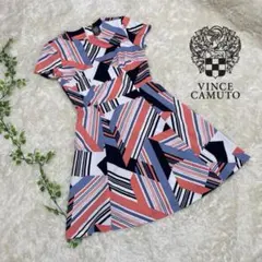 【美品】 VINCE CAMUTO 【F】 幾何学柄　オシャレ　ワンピースのサムネイル