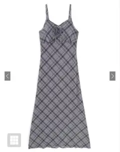 GRL チェック柄リボンキャミソールワンピース dk1410 グレー