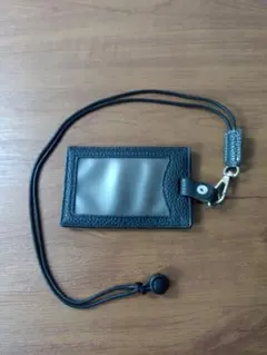 HANATORA 천연 가죽 ID 카드 홀더 (넥 스트랩 포함)