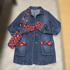 デニムジャケットと編みバッグ、手袋セット⭐︎お値下げしました⭐︎
