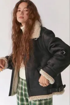 Ungrid フェイクムートンボアブルゾン BLACK