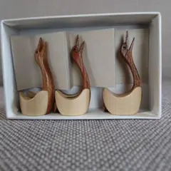 木製丹頂鶴の箸置き3個セット