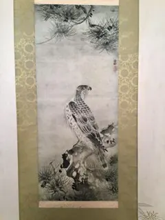 掛け軸 雪村周継 松鷹図 重要文化財 雪村 水墨【 松 鷹 図 】 複製画【重要文化財】 紙本掛軸 特製
